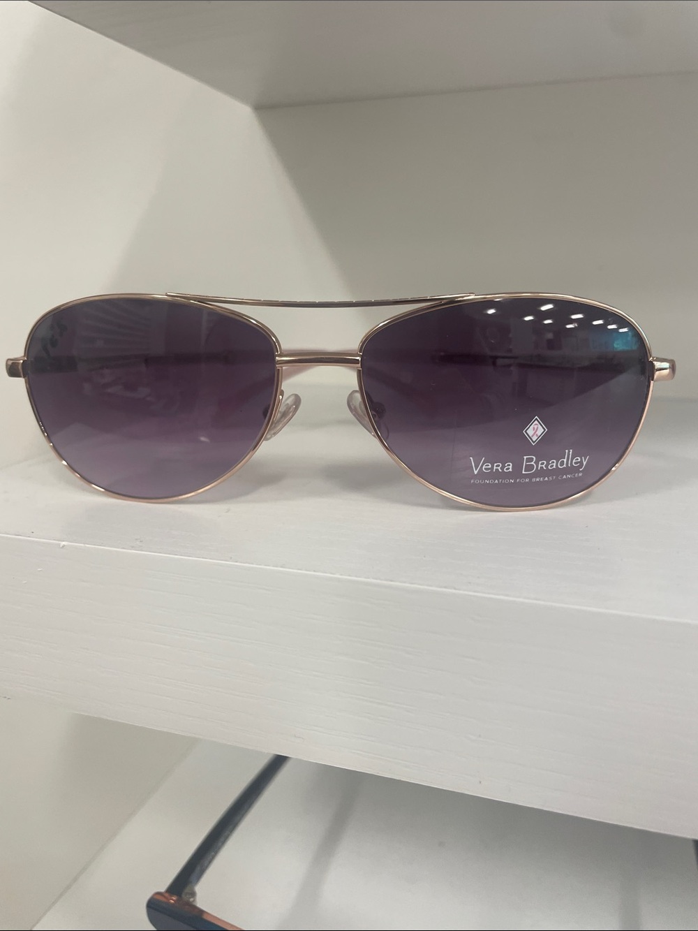Vera Bradley Rose Gold Aviator Sunglasses - Purple Lenses